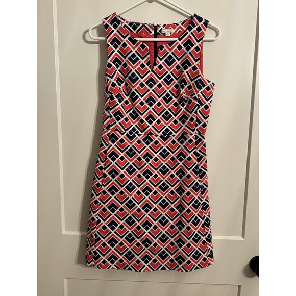 GAP Dresses & Skirts - Gap Designed & Crafted Sleeveless Fully Lined Dress Pink And Blue Geometric Sz 2